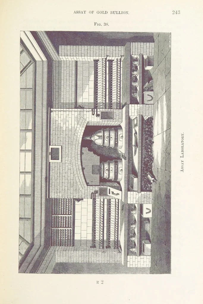 An illustration from The Mining and Metallurgy of Gold and Silver, 1867, leaf 281