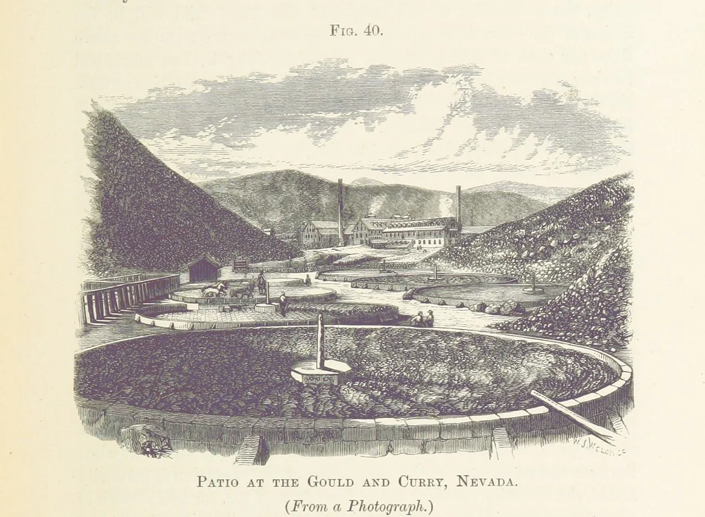 An illustration from The Mining and Metallurgy of Gold and Silver, 1867, leaf 373