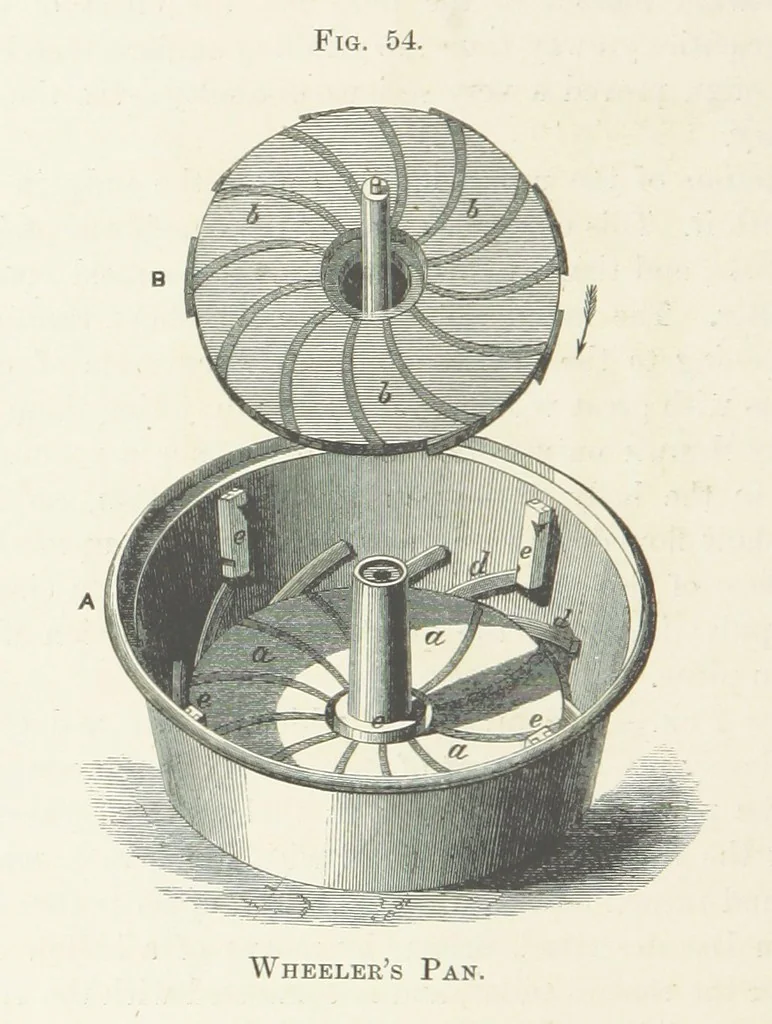 An illustration from The Mining and Metallurgy of Gold and Silver, 1867, leaf 436