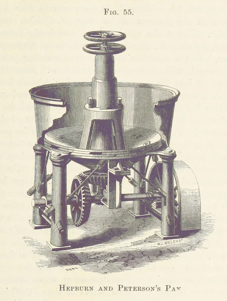 An illustration from The Mining and Metallurgy of Gold and Silver, 1867, leaf 437