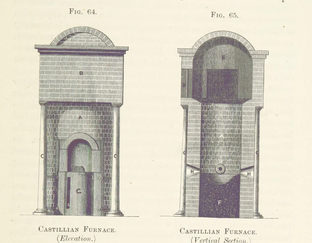 An illustration from The Mining and Metallurgy of Gold and Silver, 1867, leaf 481