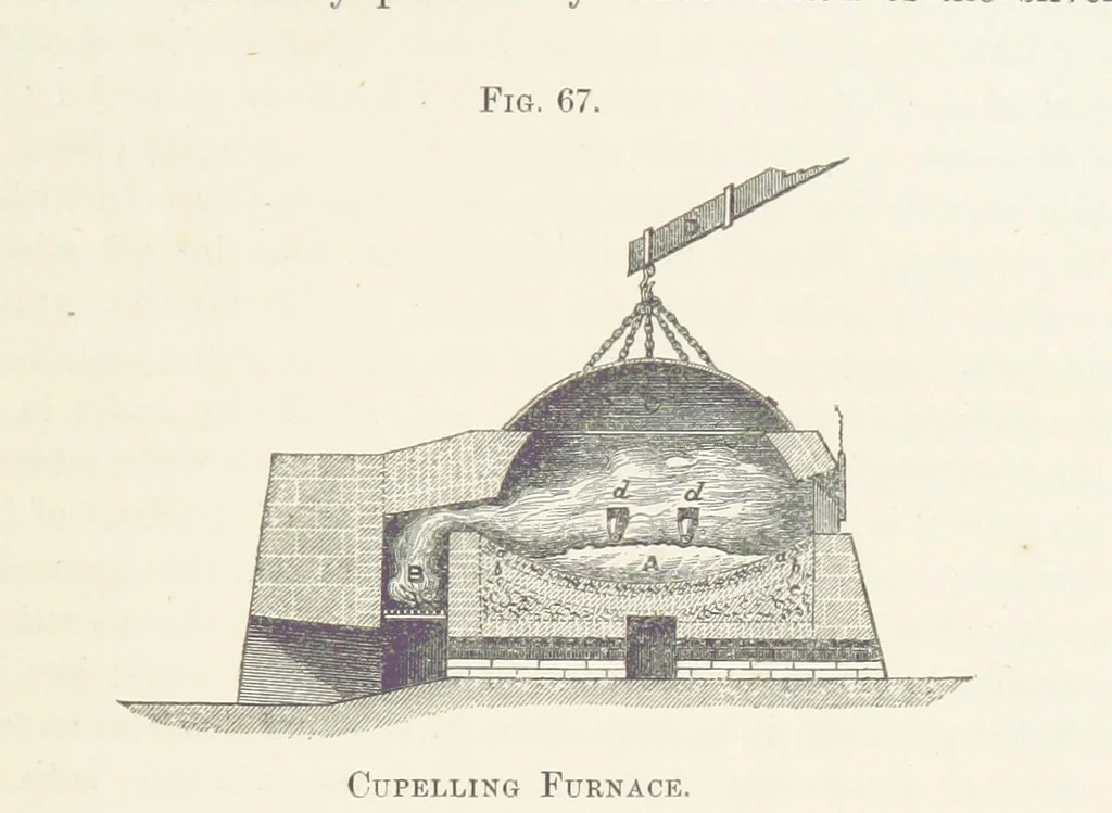 An illustration from The Mining and Metallurgy of Gold and Silver, 1867, leaf 487