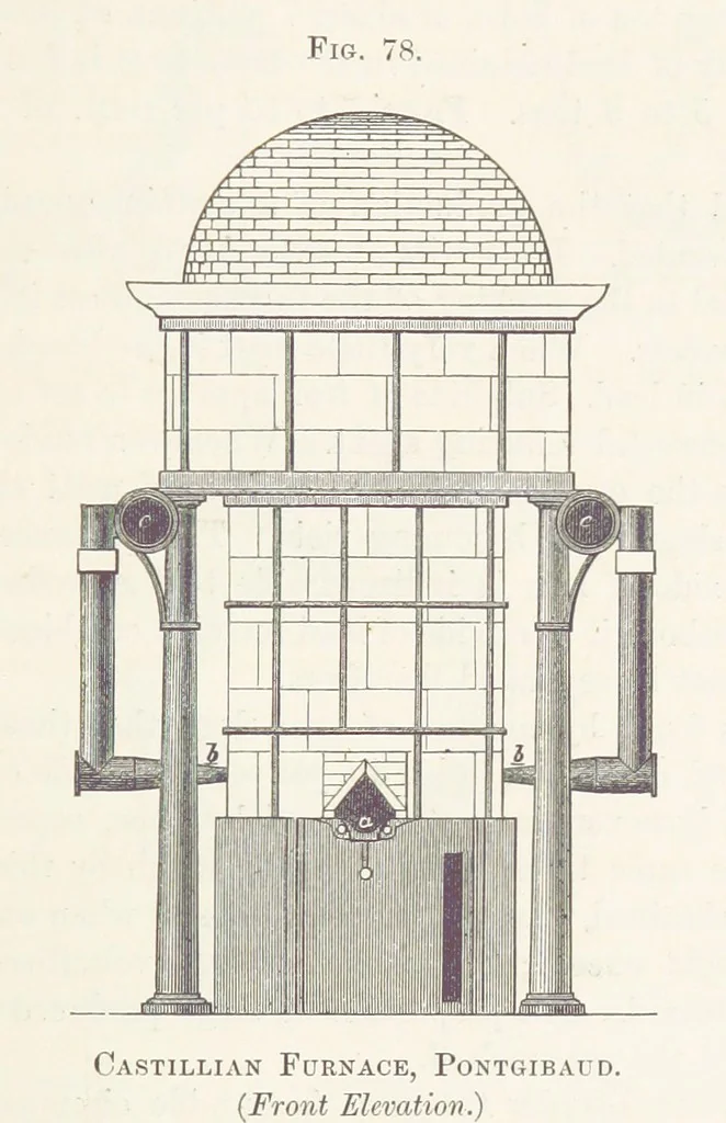 An illustration from The Mining and Metallurgy of Gold and Silver, 1867, leaf 515