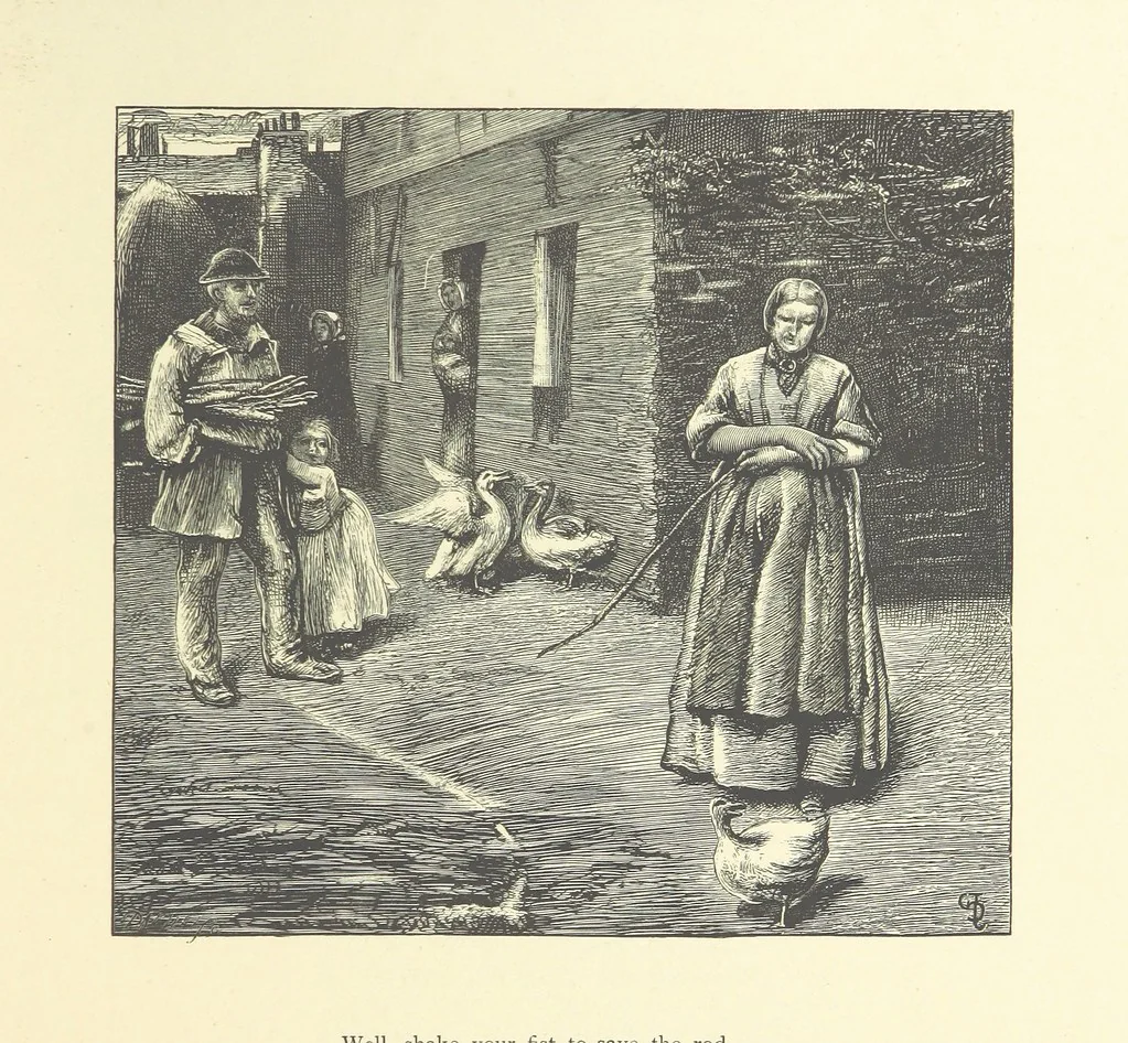 An illustration from Picture Posies. Poems chiefly by living authors, and drawings by F. Walker, J. W. North, A. B. Boughton [and others] ... Engraved by Dalziel Brothers, 1874, leaf 103