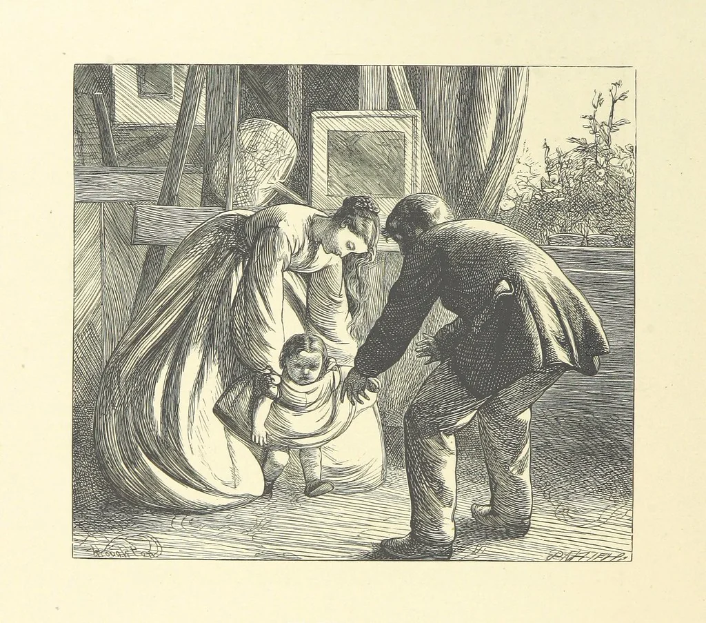 An illustration from Picture Posies. Poems chiefly by living authors, and drawings by F. Walker, J. W. North, A. B. Boughton [and others] ... Engraved by Dalziel Brothers, 1874, leaf 108