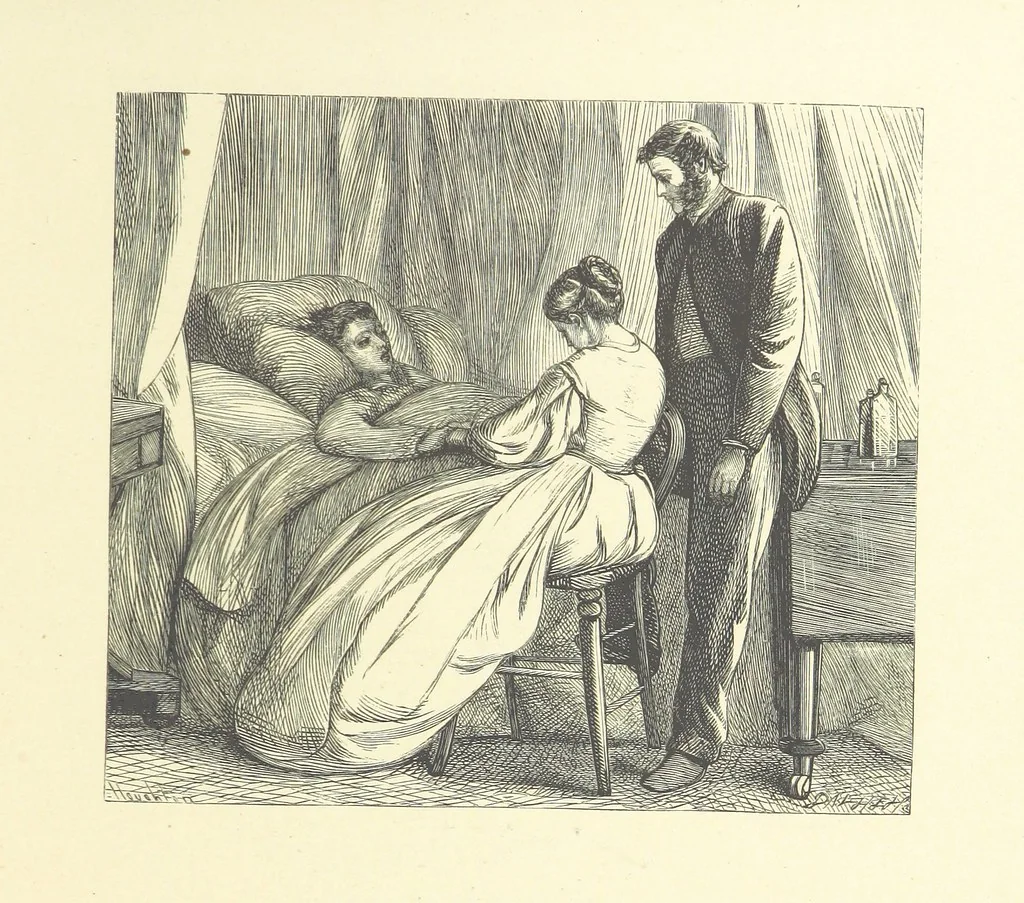 An illustration from Picture Posies. Poems chiefly by living authors, and drawings by F. Walker, J. W. North, A. B. Boughton [and others] ... Engraved by Dalziel Brothers, 1874, leaf 109
