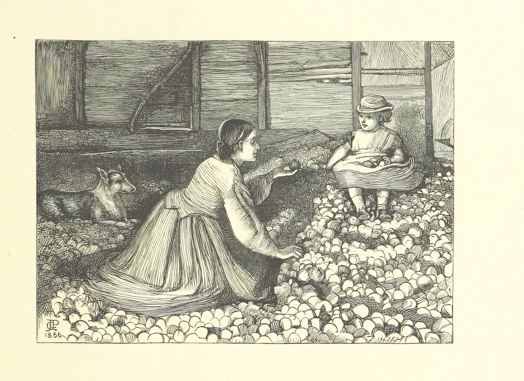 An illustration from Picture Posies. Poems chiefly by living authors, and drawings by F. Walker, J. W. North, A. B. Boughton [and others] ... Engraved by Dalziel Brothers, 1874, leaf 127
