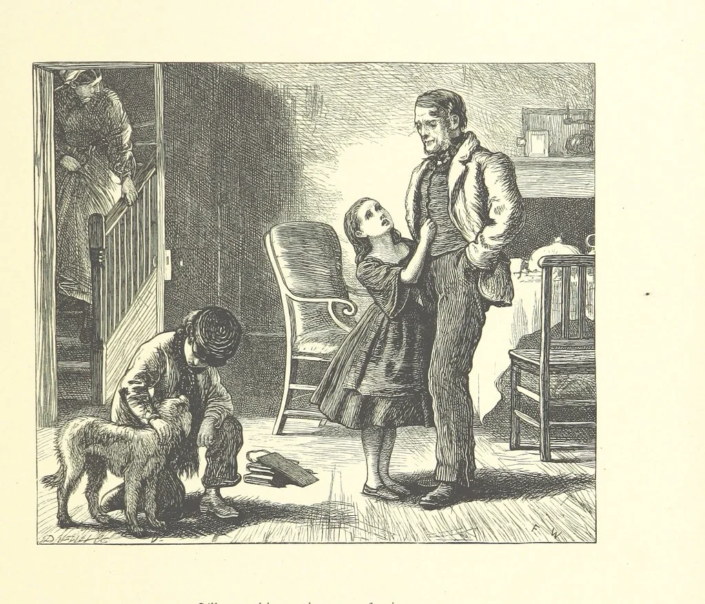 An illustration from Picture Posies. Poems chiefly by living authors, and drawings by F. Walker, J. W. North, A. B. Boughton [and others] ... Engraved by Dalziel Brothers, 1874, leaf 137