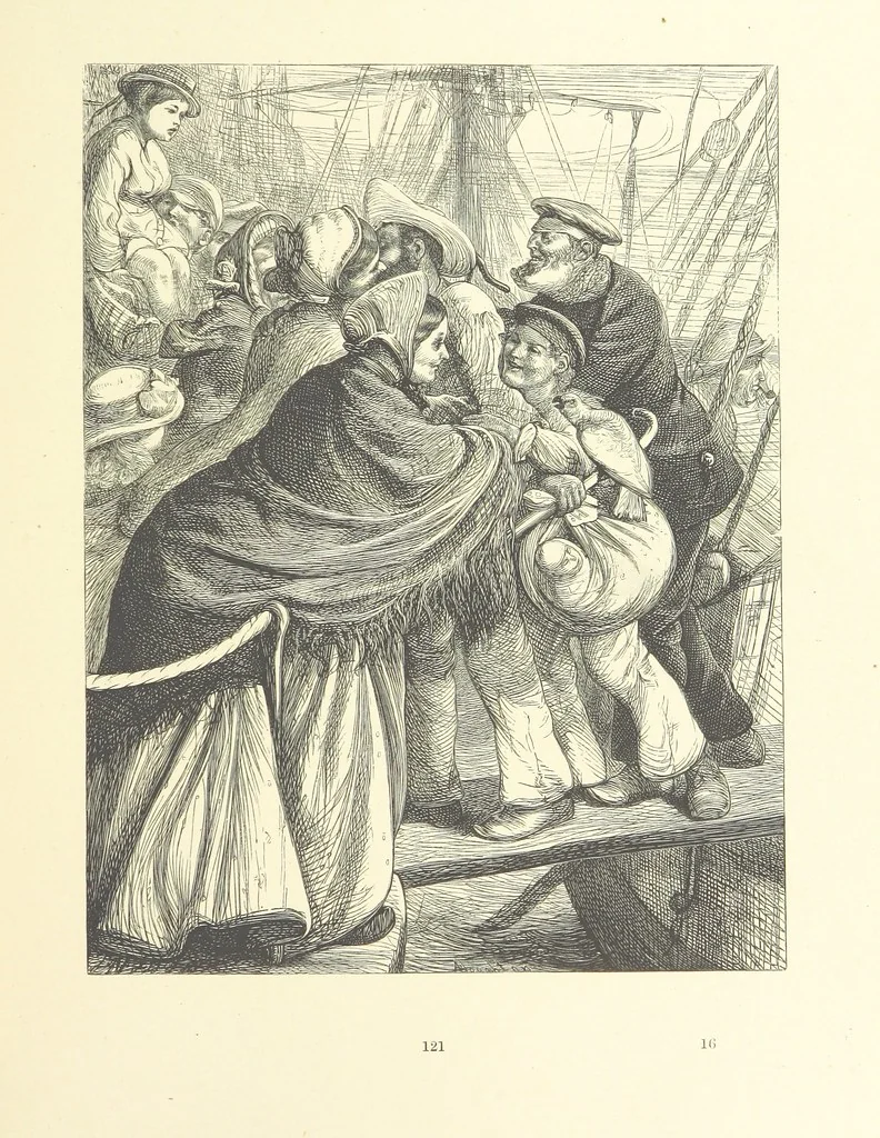 An illustration from Picture Posies. Poems chiefly by living authors, and drawings by F. Walker, J. W. North, A. B. Boughton [and others] ... Engraved by Dalziel Brothers, 1874, leaf 143