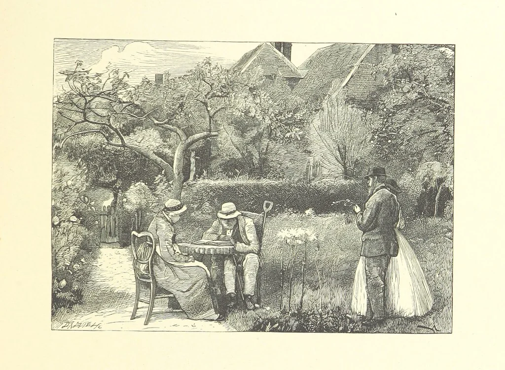 An illustration from Picture Posies. Poems chiefly by living authors, and drawings by F. Walker, J. W. North, A. B. Boughton [and others] ... Engraved by Dalziel Brothers, 1874, leaf 145