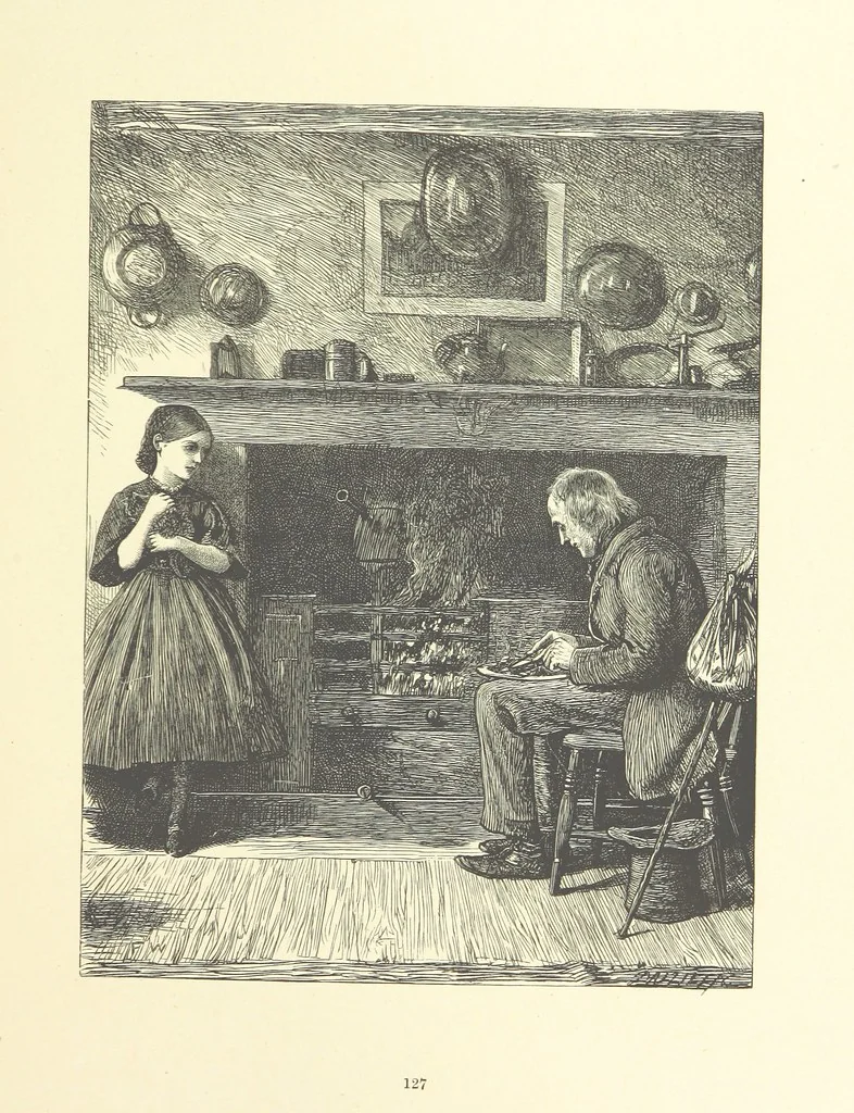 An illustration from Picture Posies. Poems chiefly by living authors, and drawings by F. Walker, J. W. North, A. B. Boughton [and others] ... Engraved by Dalziel Brothers, 1874, leaf 149