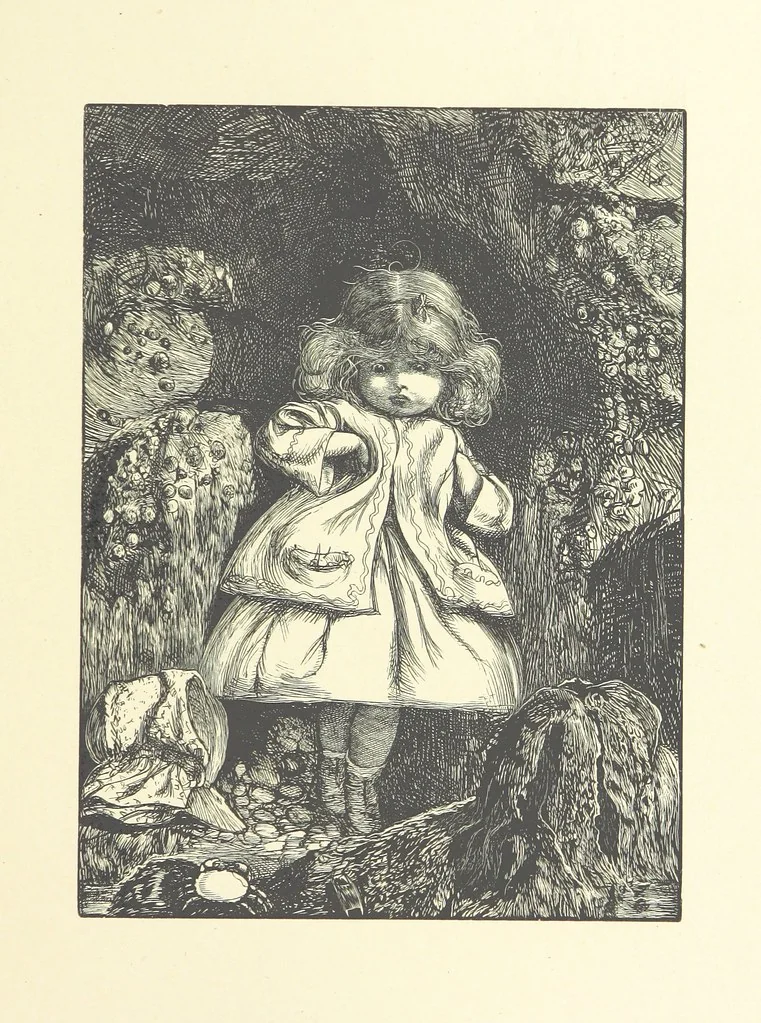 An illustration from Picture Posies. Poems chiefly by living authors, and drawings by F. Walker, J. W. North, A. B. Boughton [and others] ... Engraved by Dalziel Brothers, 1874, leaf 157