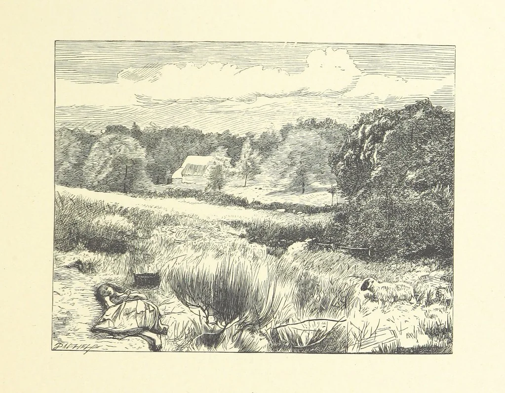 An illustration from Picture Posies. Poems chiefly by living authors, and drawings by F. Walker, J. W. North, A. B. Boughton [and others] ... Engraved by Dalziel Brothers, 1874, leaf 159
