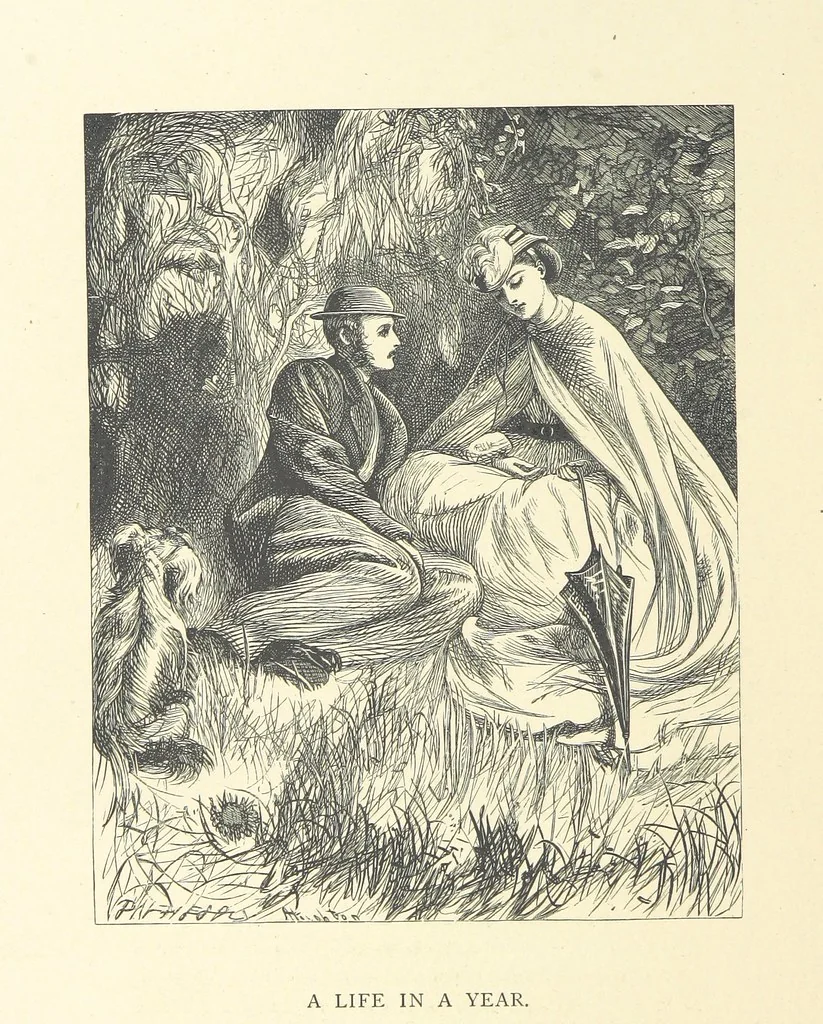 An illustration from Picture Posies. Poems chiefly by living authors, and drawings by F. Walker, J. W. North, A. B. Boughton [and others] ... Engraved by Dalziel Brothers, 1874, leaf 204
