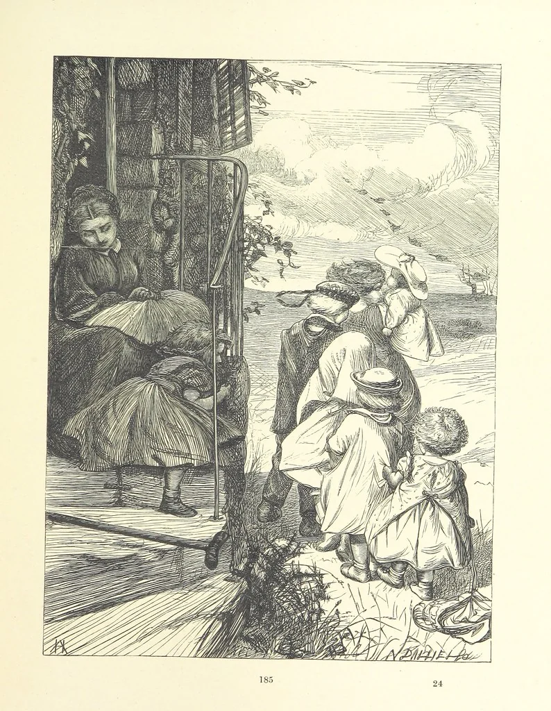 An illustration from Picture Posies. Poems chiefly by living authors, and drawings by F. Walker, J. W. North, A. B. Boughton [and others] ... Engraved by Dalziel Brothers, 1874, leaf 207
