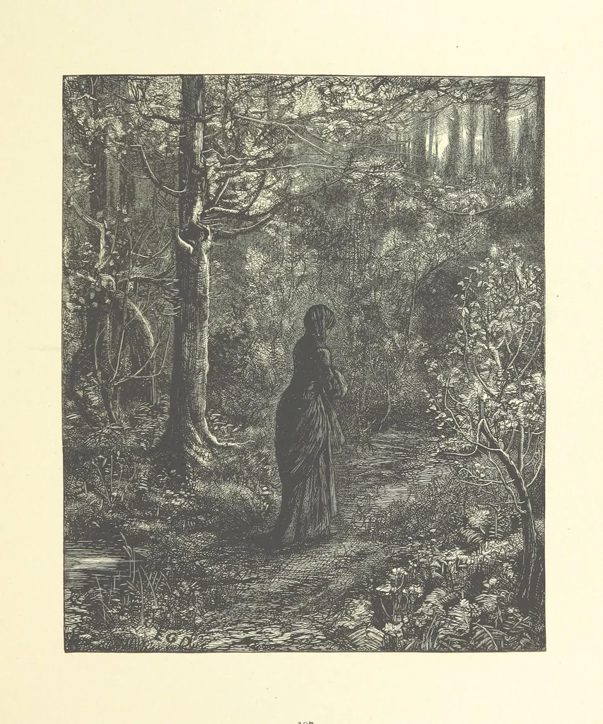 An illustration from Picture Posies. Poems chiefly by living authors, and drawings by F. Walker, J. W. North, A. B. Boughton [and others] ... Engraved by Dalziel Brothers, 1874, leaf 219