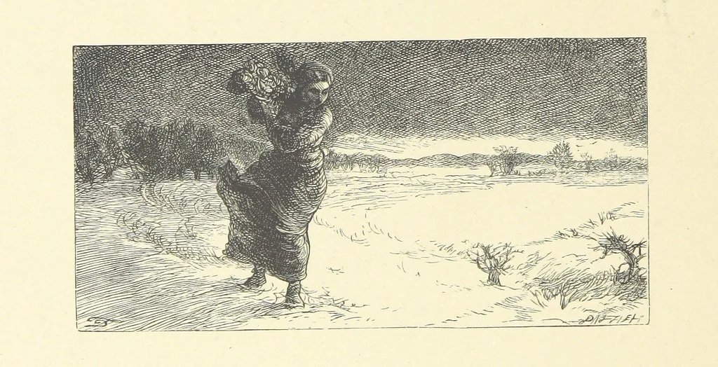 An illustration from Picture Posies. Poems chiefly by living authors, and drawings by F. Walker, J. W. North, A. B. Boughton [and others] ... Engraved by Dalziel Brothers, 1874, leaf 220