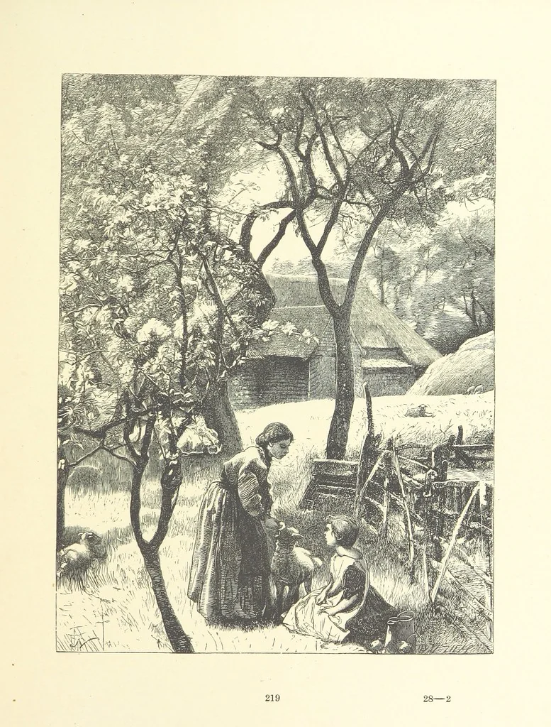 An illustration from Picture Posies. Poems chiefly by living authors, and drawings by F. Walker, J. W. North, A. B. Boughton [and others] ... Engraved by Dalziel Brothers, 1874, leaf 241