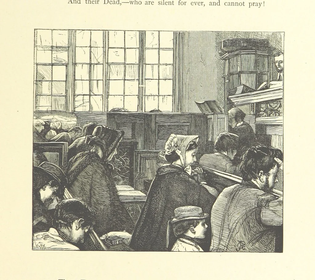 An illustration from Picture Posies. Poems chiefly by living authors, and drawings by F. Walker, J. W. North, A. B. Boughton [and others] ... Engraved by Dalziel Brothers, 1874, leaf 245