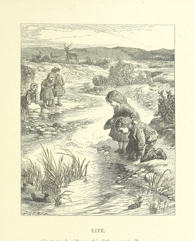 An illustration from Picture Posies. Poems chiefly by living authors, and drawings by F. Walker, J. W. North, A. B. Boughton [and others] ... Engraved by Dalziel Brothers, 1874, leaf 247