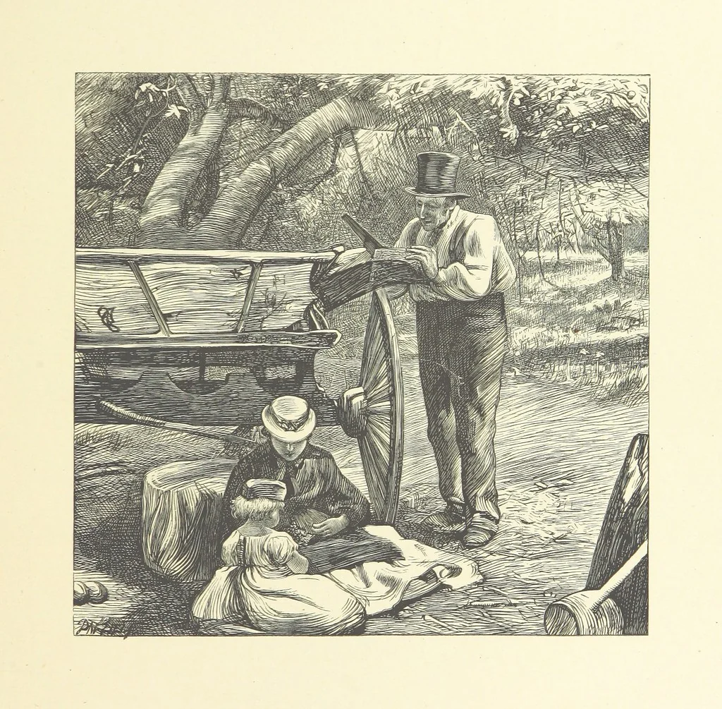 An illustration from Picture Posies. Poems chiefly by living authors, and drawings by F. Walker, J. W. North, A. B. Boughton [and others] ... Engraved by Dalziel Brothers, 1874, leaf 253