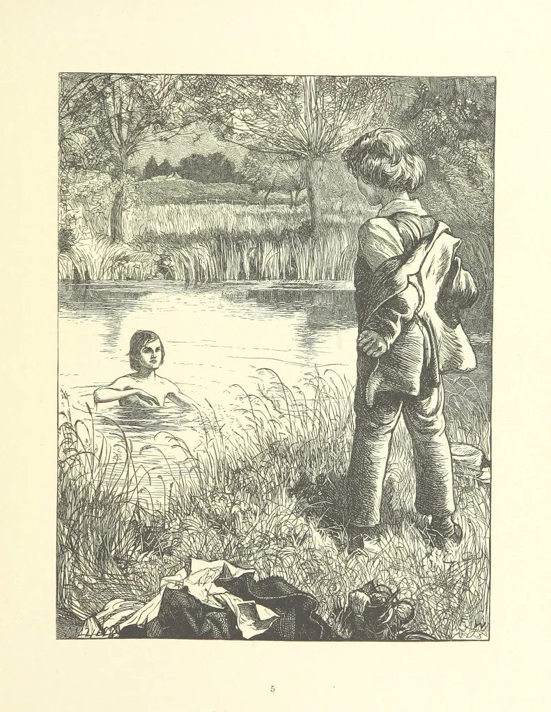 An illustration from Picture Posies. Poems chiefly by living authors, and drawings by F. Walker, J. W. North, A. B. Boughton [and others] ... Engraved by Dalziel Brothers, 1874, leaf 27