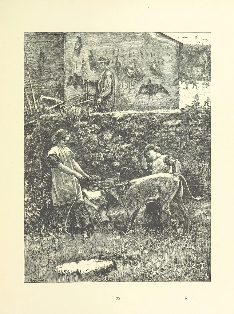 An illustration from Picture Posies. Poems chiefly by living authors, and drawings by F. Walker, J. W. North, A. B. Boughton [and others] ... Engraved by Dalziel Brothers, 1874, leaf 57