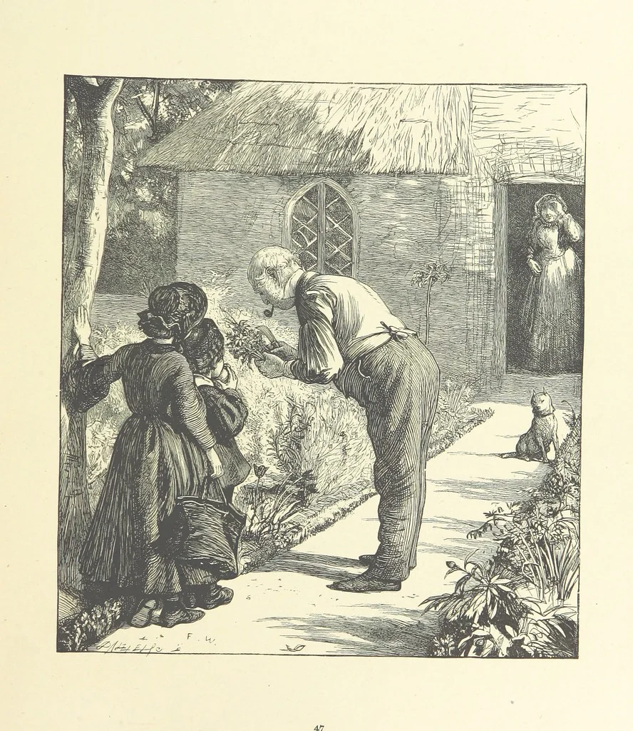 An illustration from Picture Posies. Poems chiefly by living authors, and drawings by F. Walker, J. W. North, A. B. Boughton [and others] ... Engraved by Dalziel Brothers, 1874, leaf 69