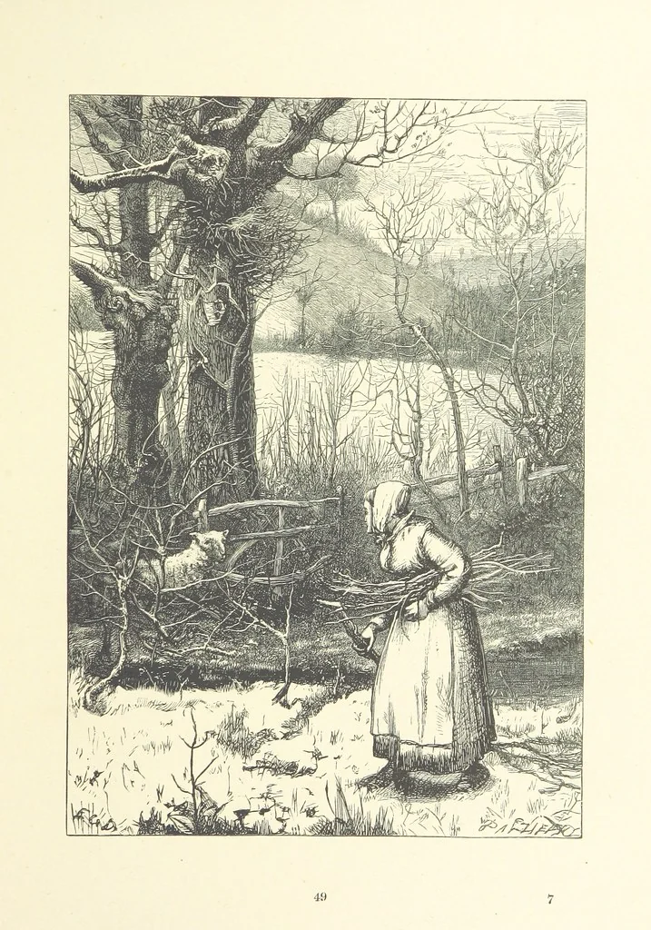 An illustration from Picture Posies. Poems chiefly by living authors, and drawings by F. Walker, J. W. North, A. B. Boughton [and others] ... Engraved by Dalziel Brothers, 1874, leaf 71