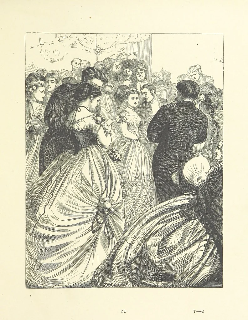 An illustration from Picture Posies. Poems chiefly by living authors, and drawings by F. Walker, J. W. North, A. B. Boughton [and others] ... Engraved by Dalziel Brothers, 1874, leaf 73