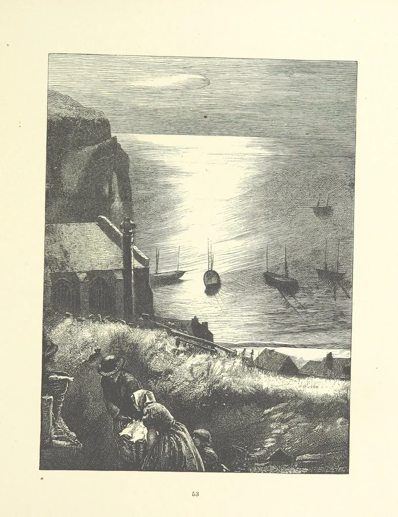 An illustration from Picture Posies. Poems chiefly by living authors, and drawings by F. Walker, J. W. North, A. B. Boughton [and others] ... Engraved by Dalziel Brothers, 1874, leaf 75