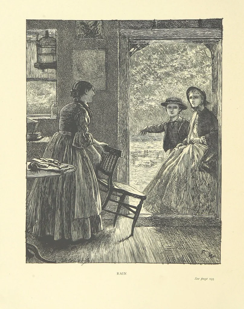 An illustration from Picture Posies. Poems chiefly by living authors, and drawings by F. Walker, J. W. North, A. B. Boughton [and others] ... Engraved by Dalziel Brothers, 1874, leaf 8