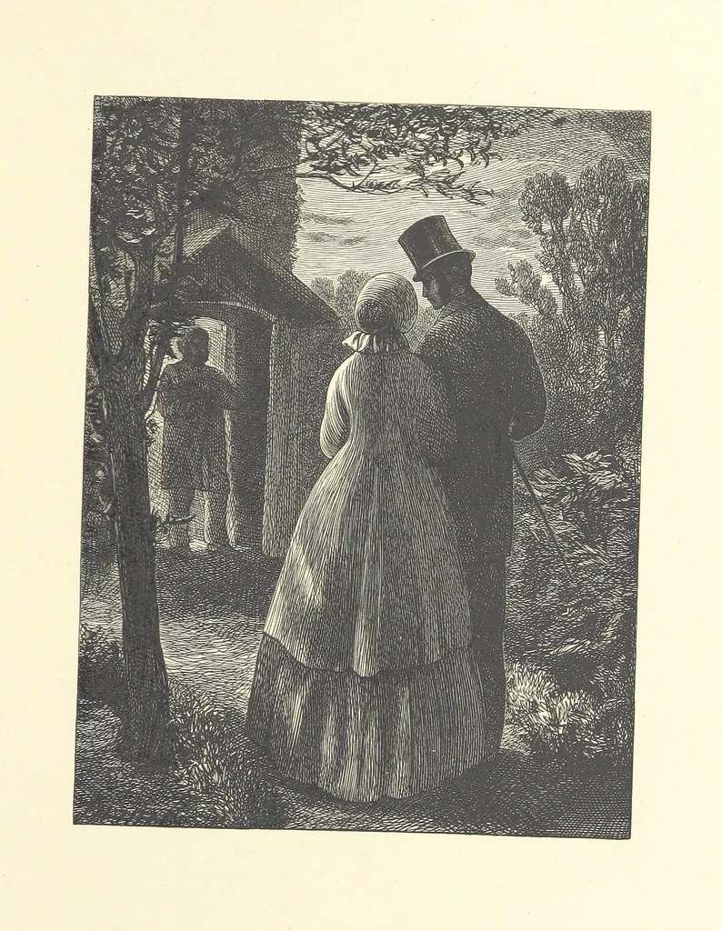 An illustration from Picture Posies. Poems chiefly by living authors, and drawings by F. Walker, J. W. North, A. B. Boughton [and others] ... Engraved by Dalziel Brothers, 1874, leaf 87