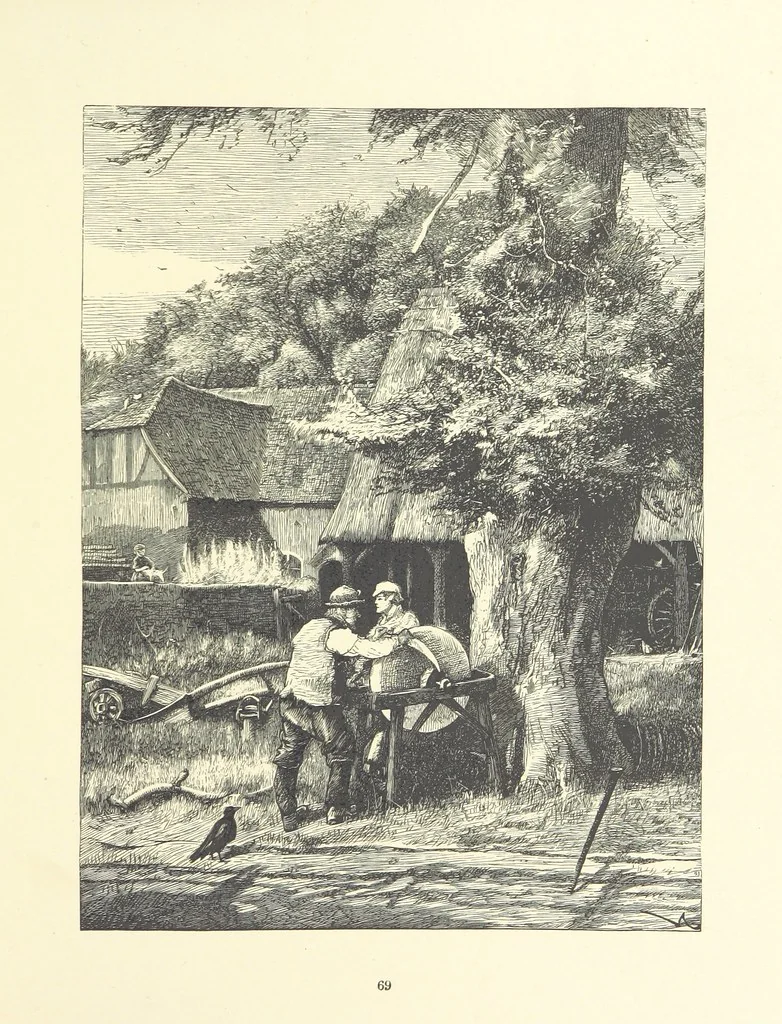 An illustration from Picture Posies. Poems chiefly by living authors, and drawings by F. Walker, J. W. North, A. B. Boughton [and others] ... Engraved by Dalziel Brothers, 1874, leaf 91