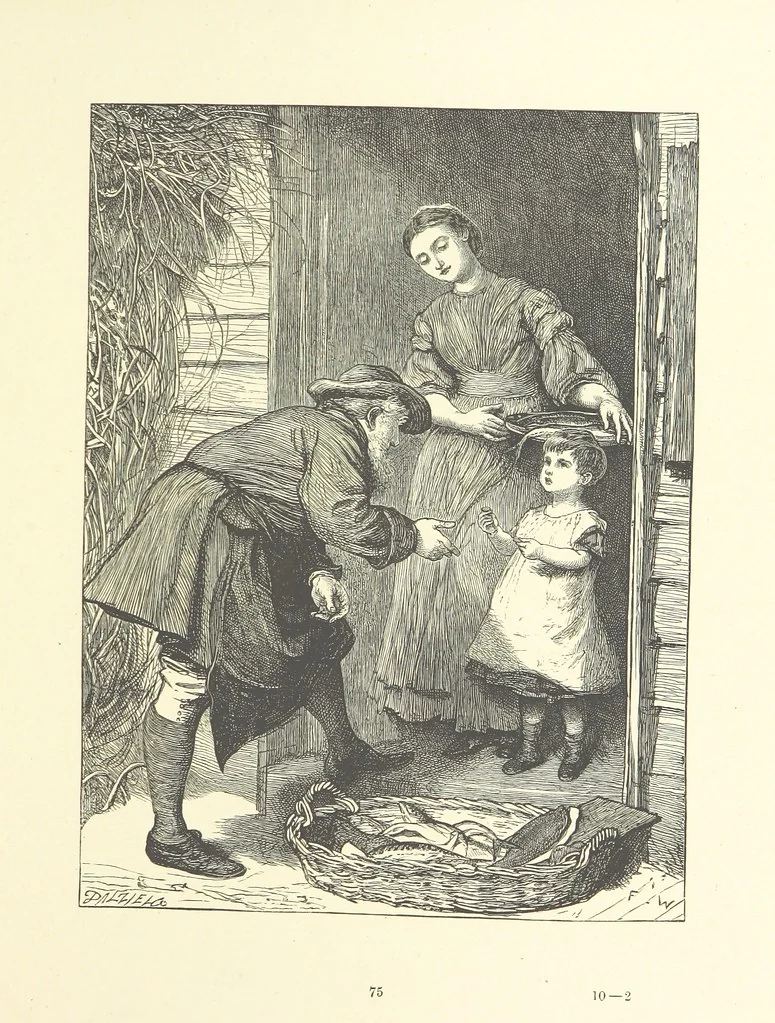 An illustration from Picture Posies. Poems chiefly by living authors, and drawings by F. Walker, J. W. North, A. B. Boughton [and others] ... Engraved by Dalziel Brothers, 1874, leaf 97