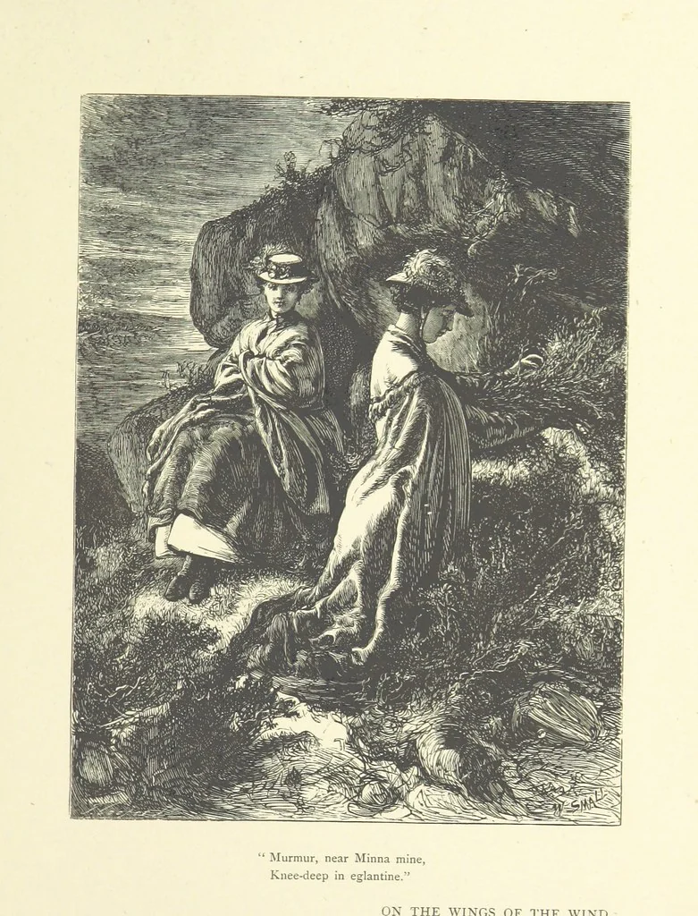 An illustration from Idyllic Pictures. Drawn by Barnes, Miss E. Edwards, P. Gray, Houghton, R. P. Leitch, Pinwell, Sandys, Small, G. Thomas, etc, 1867, leaf 101