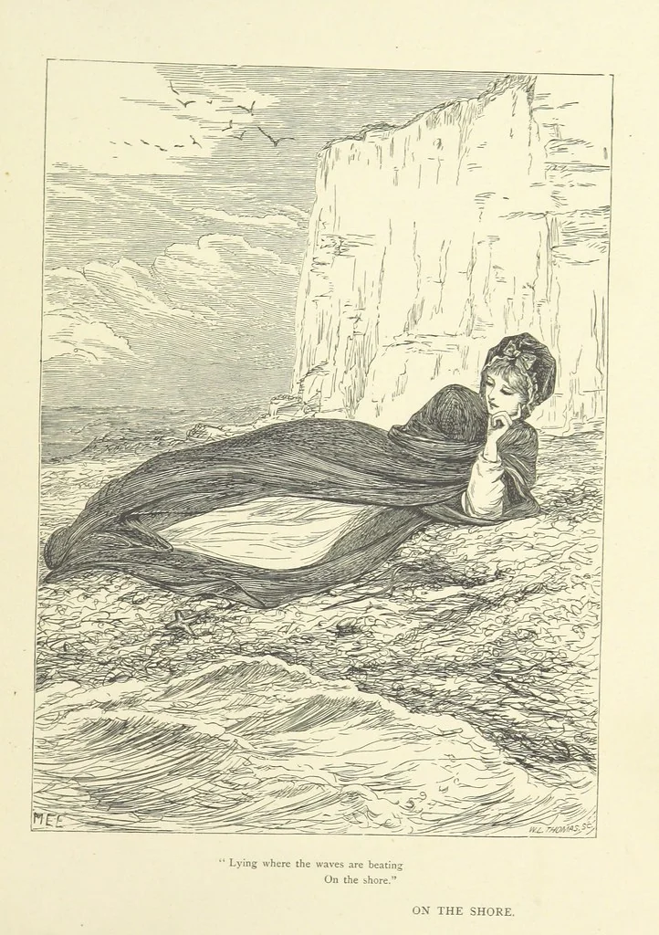 An illustration from Idyllic Pictures. Drawn by Barnes, Miss E. Edwards, P. Gray, Houghton, R. P. Leitch, Pinwell, Sandys, Small, G. Thomas, etc, 1867, leaf 105