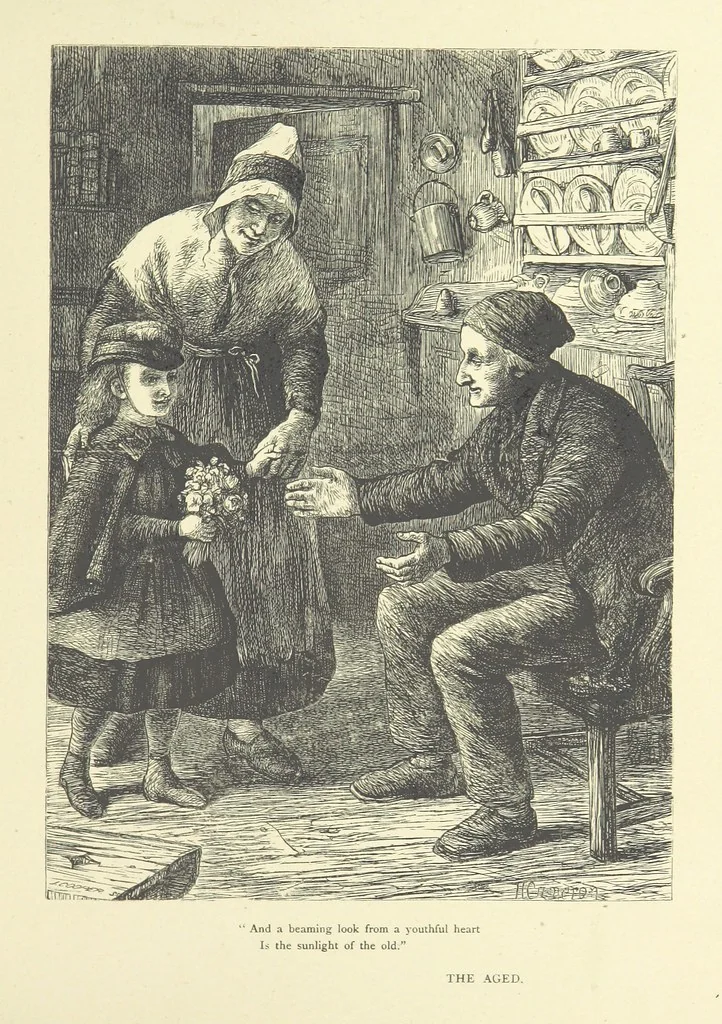 An illustration from Idyllic Pictures. Drawn by Barnes, Miss E. Edwards, P. Gray, Houghton, R. P. Leitch, Pinwell, Sandys, Small, G. Thomas, etc, 1867, leaf 133