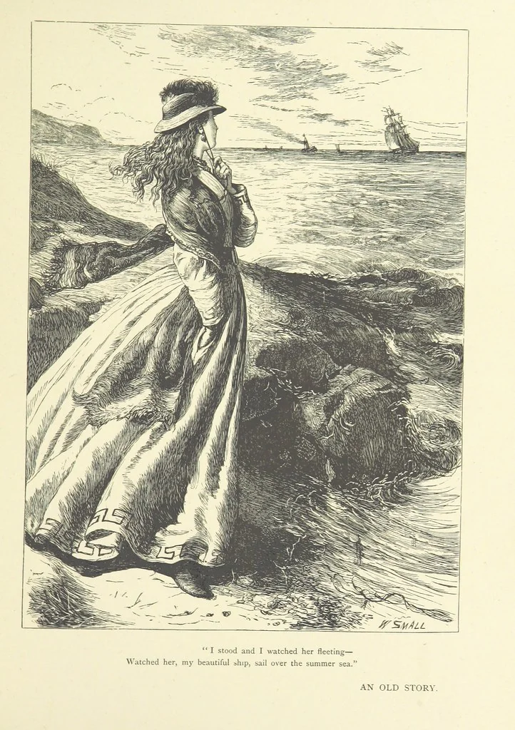 An illustration from Idyllic Pictures. Drawn by Barnes, Miss E. Edwards, P. Gray, Houghton, R. P. Leitch, Pinwell, Sandys, Small, G. Thomas, etc, 1867, leaf 141