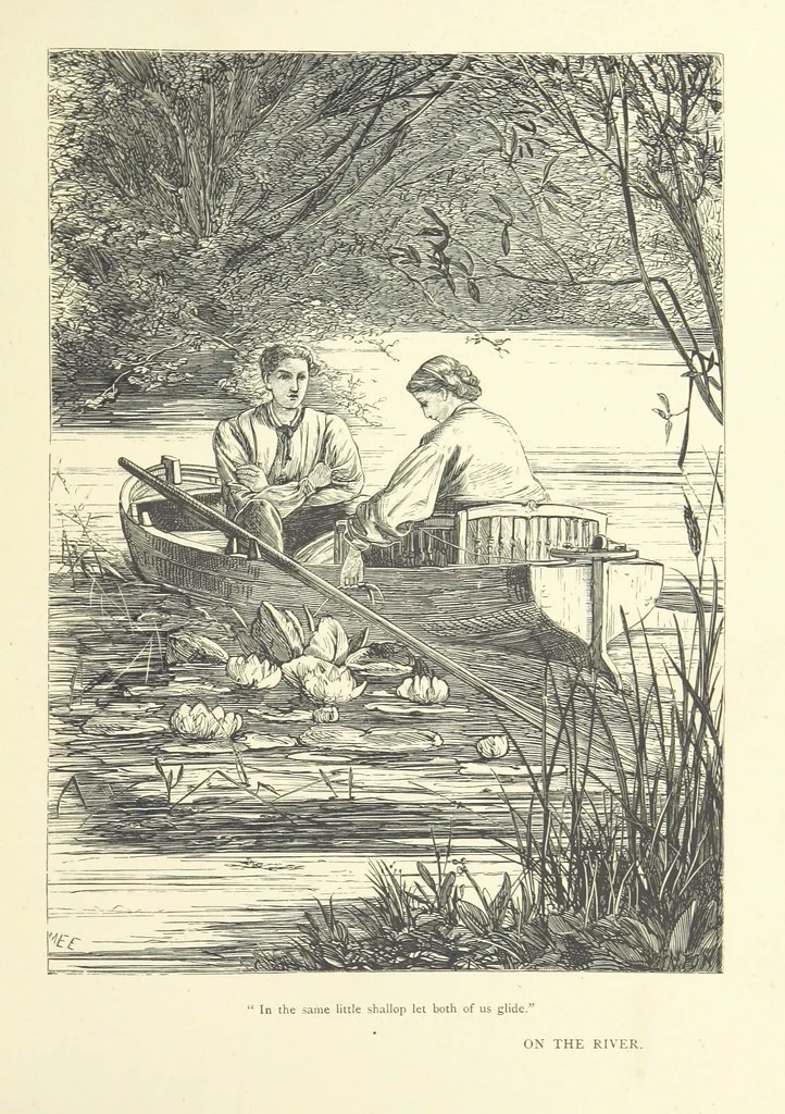 An illustration from Idyllic Pictures. Drawn by Barnes, Miss E. Edwards, P. Gray, Houghton, R. P. Leitch, Pinwell, Sandys, Small, G. Thomas, etc, 1867, leaf 169