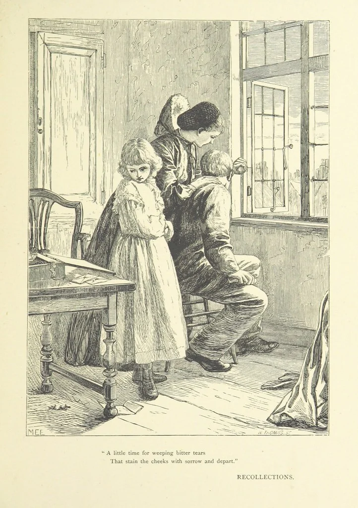 An illustration from Idyllic Pictures. Drawn by Barnes, Miss E. Edwards, P. Gray, Houghton, R. P. Leitch, Pinwell, Sandys, Small, G. Thomas, etc, 1867, leaf 173