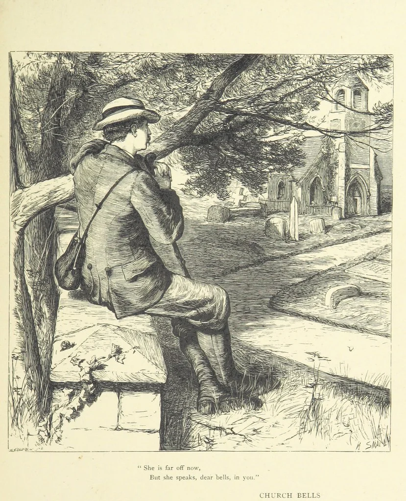 An illustration from Idyllic Pictures. Drawn by Barnes, Miss E. Edwards, P. Gray, Houghton, R. P. Leitch, Pinwell, Sandys, Small, G. Thomas, etc, 1867, leaf 181