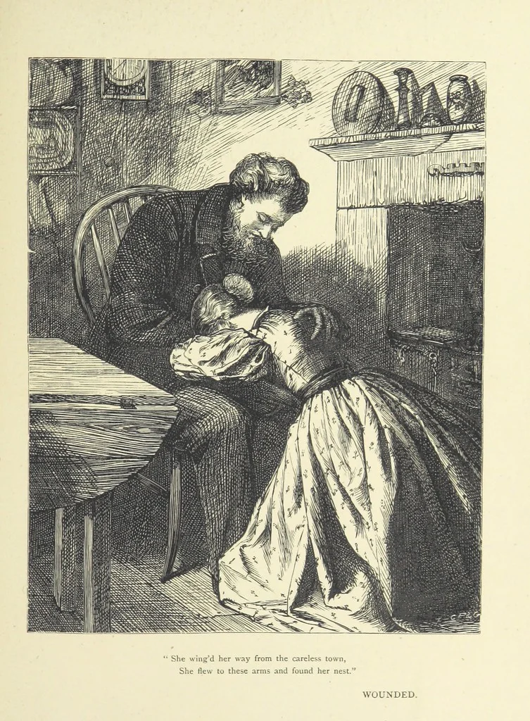 An illustration from Idyllic Pictures. Drawn by Barnes, Miss E. Edwards, P. Gray, Houghton, R. P. Leitch, Pinwell, Sandys, Small, G. Thomas, etc, 1867, leaf 193