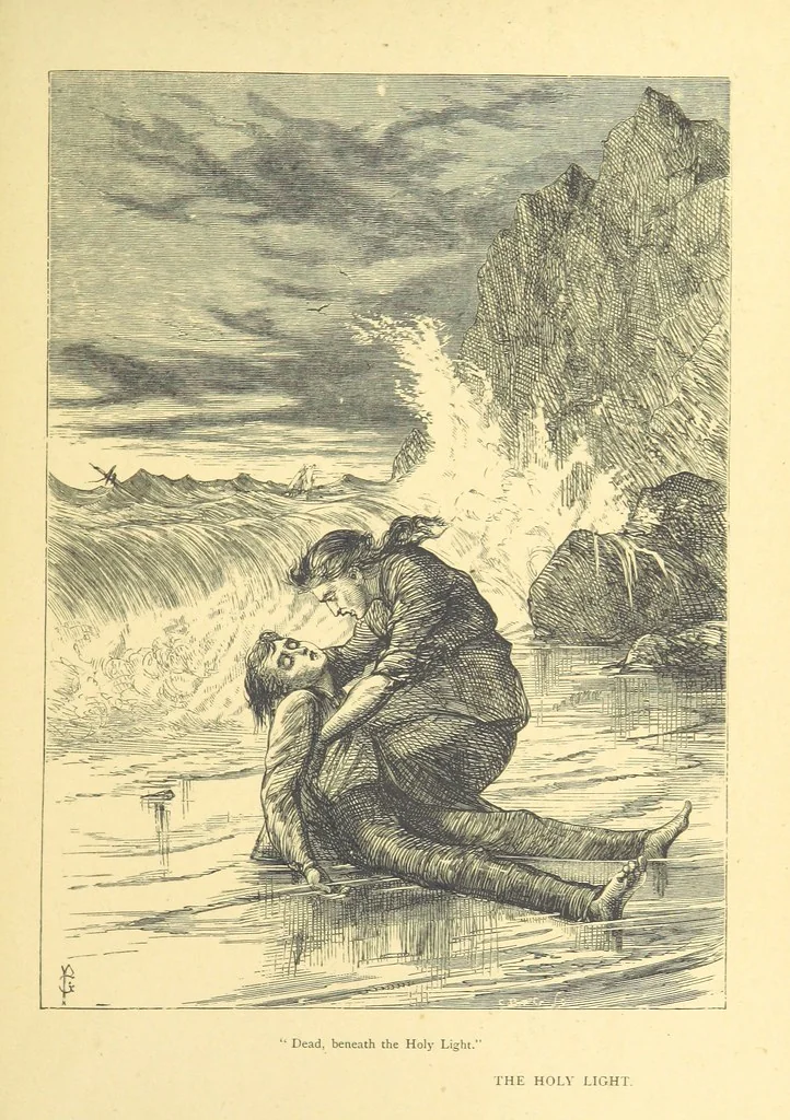 An illustration from Idyllic Pictures. Drawn by Barnes, Miss E. Edwards, P. Gray, Houghton, R. P. Leitch, Pinwell, Sandys, Small, G. Thomas, etc, 1867, leaf 201