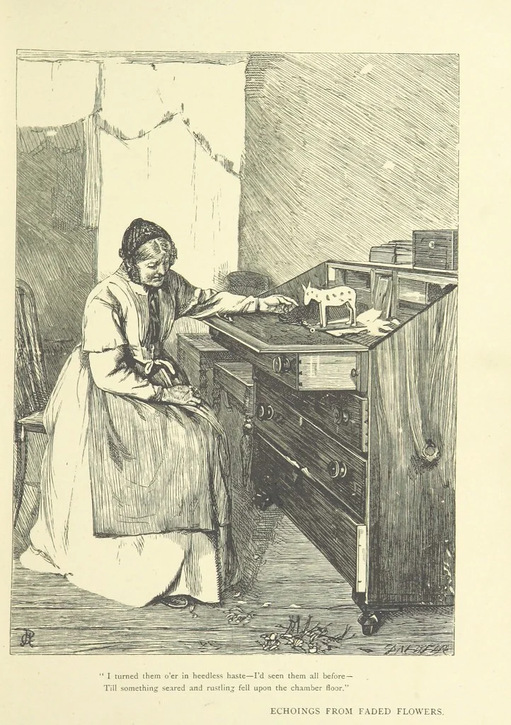 An illustration from Idyllic Pictures. Drawn by Barnes, Miss E. Edwards, P. Gray, Houghton, R. P. Leitch, Pinwell, Sandys, Small, G. Thomas, etc, 1867, leaf 21
