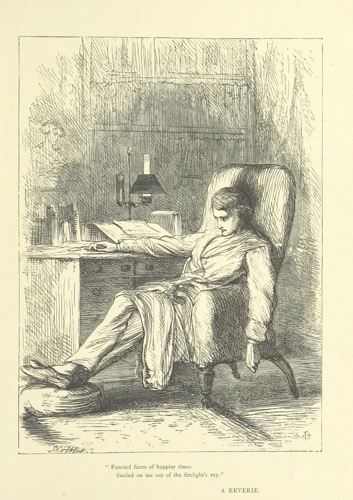 An illustration from Idyllic Pictures. Drawn by Barnes, Miss E. Edwards, P. Gray, Houghton, R. P. Leitch, Pinwell, Sandys, Small, G. Thomas, etc, 1867, leaf 25