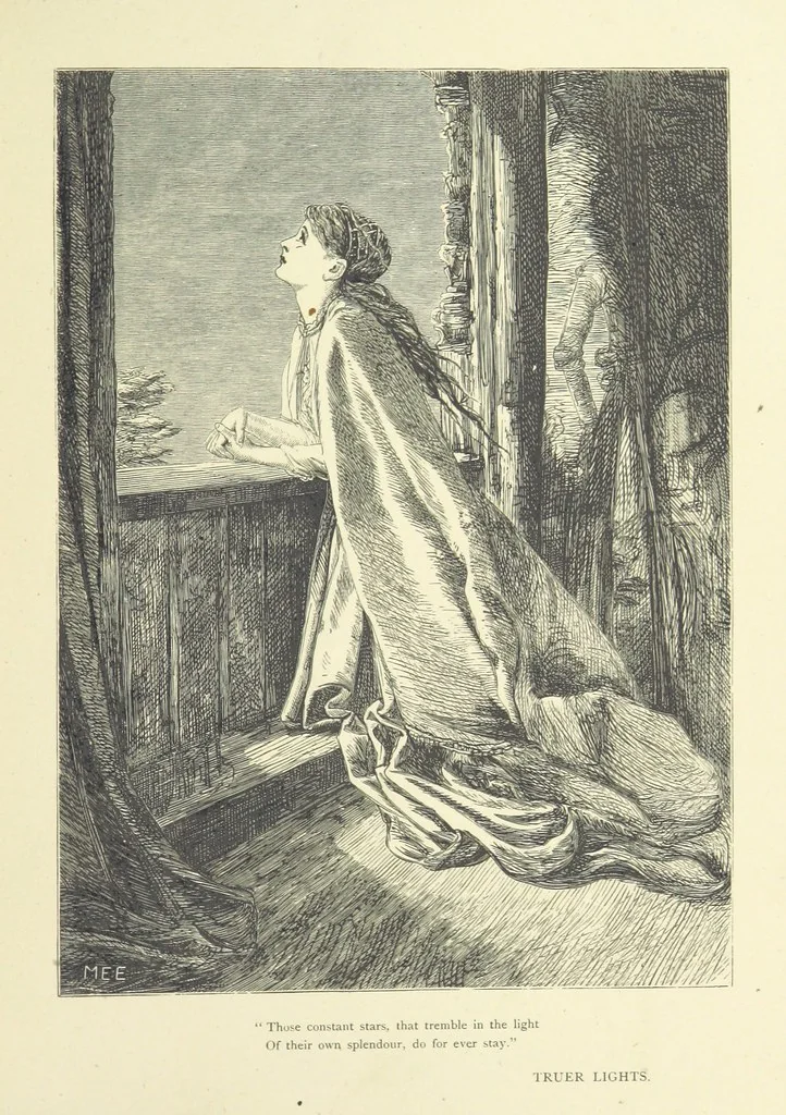 An illustration from Idyllic Pictures. Drawn by Barnes, Miss E. Edwards, P. Gray, Houghton, R. P. Leitch, Pinwell, Sandys, Small, G. Thomas, etc, 1867, leaf 41