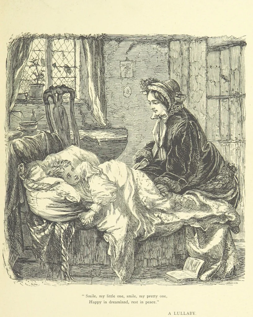 An illustration from Idyllic Pictures. Drawn by Barnes, Miss E. Edwards, P. Gray, Houghton, R. P. Leitch, Pinwell, Sandys, Small, G. Thomas, etc, 1867, leaf 57