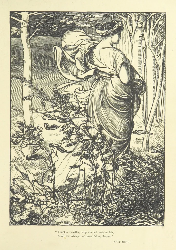 An illustration from Idyllic Pictures. Drawn by Barnes, Miss E. Edwards, P. Gray, Houghton, R. P. Leitch, Pinwell, Sandys, Small, G. Thomas, etc, 1867, leaf 69