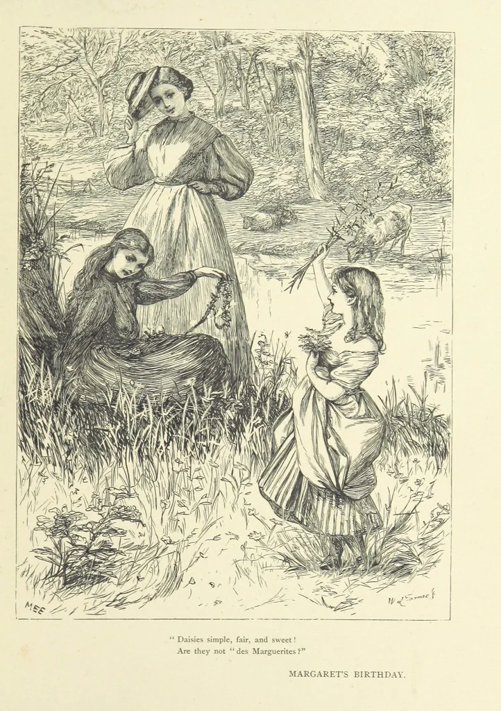An illustration from Idyllic Pictures. Drawn by Barnes, Miss E. Edwards, P. Gray, Houghton, R. P. Leitch, Pinwell, Sandys, Small, G. Thomas, etc, 1867, leaf 73